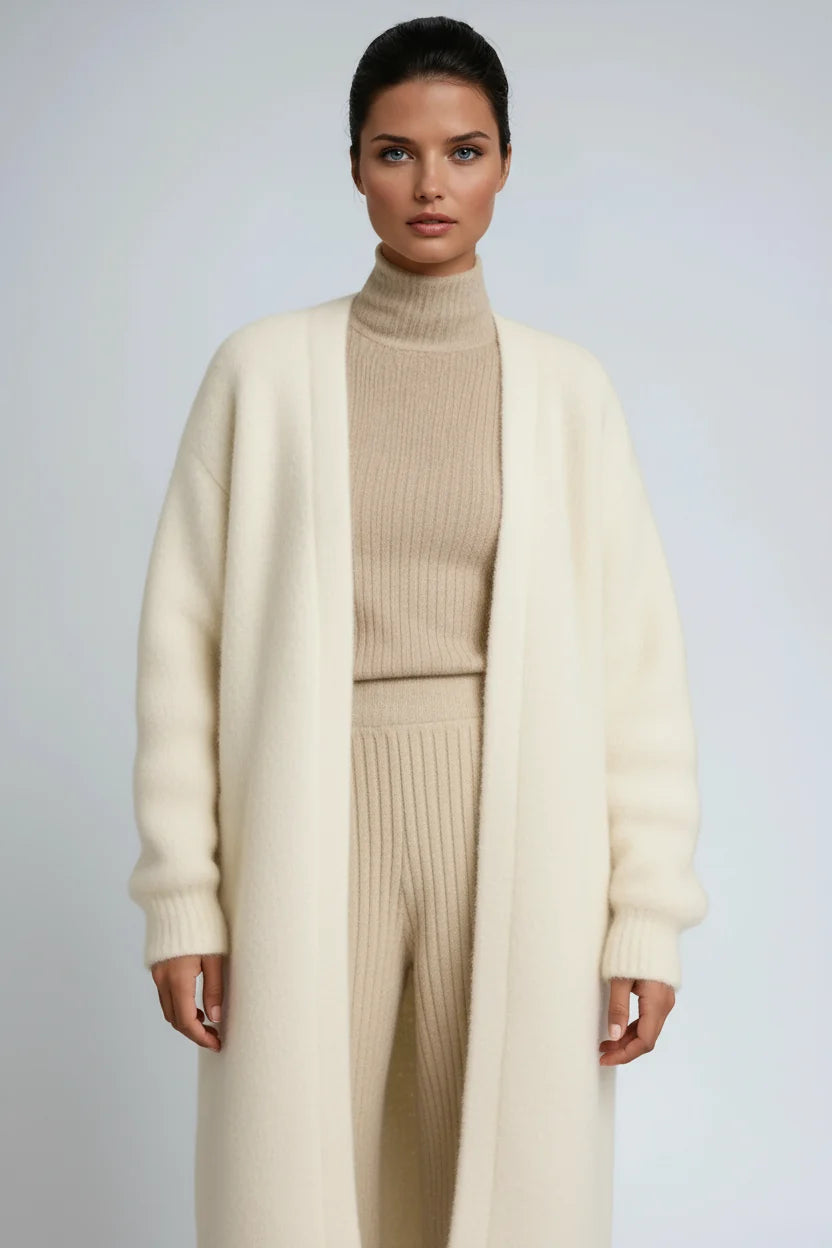Cardigan Women - Longline Wool Cardigan with Pockets