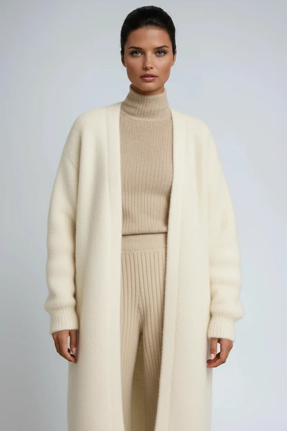Cardigan Women - Longline Wool Cardigan with Pockets
