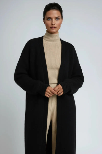 Cardigan Women - Longline Wool Cardigan with Pockets