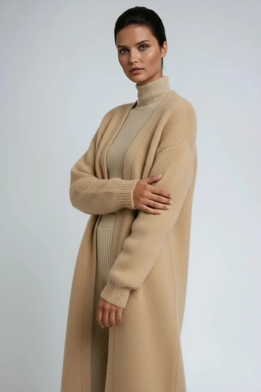 Cardigan Women - Longline Wool Cardigan with Pockets