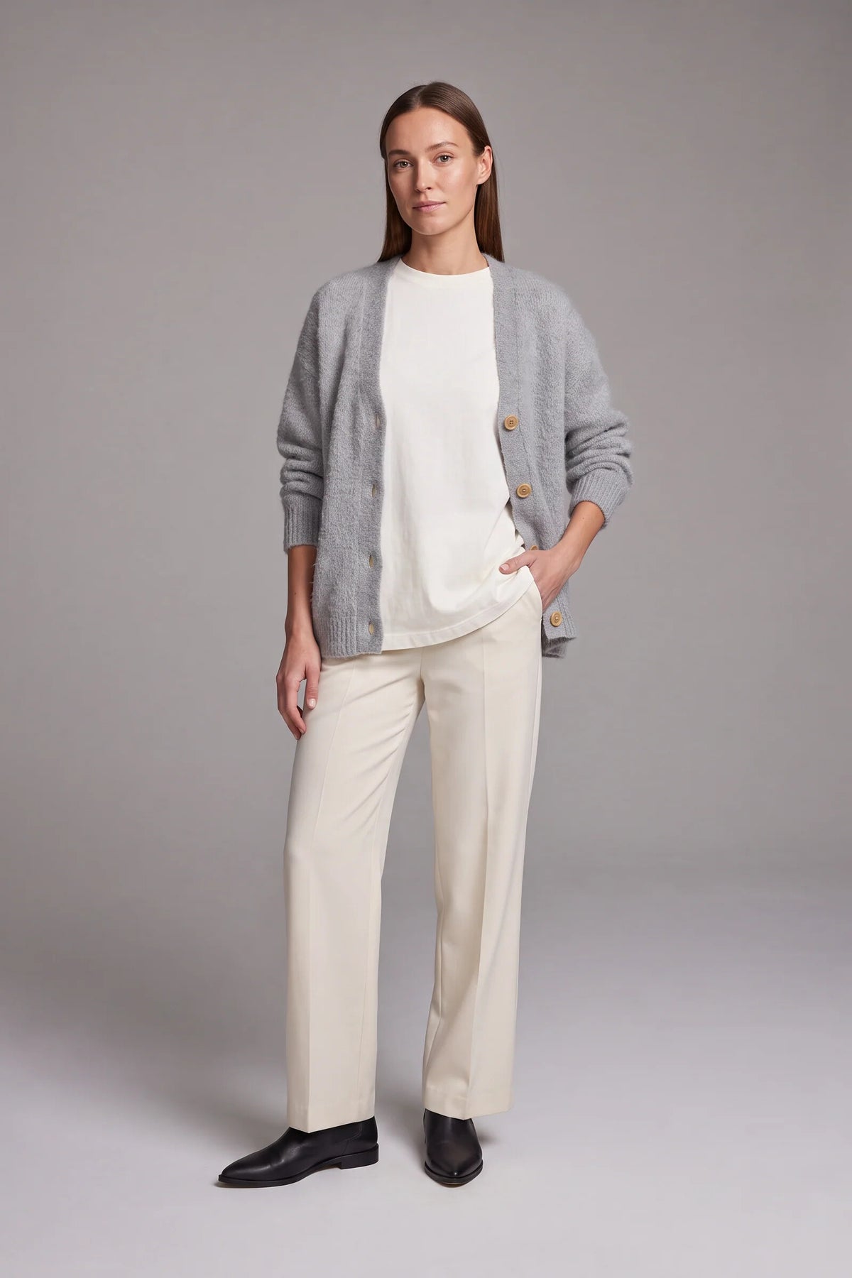 Cardigan Women - Oversized V Neck with Textured Knit
