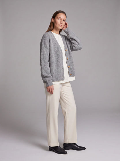 Cardigan Women - Oversized V Neck with Textured Knit