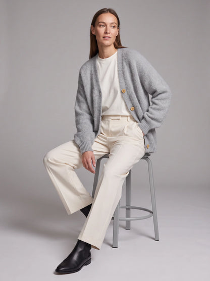 Cardigan Women - Oversized V Neck with Textured Knit