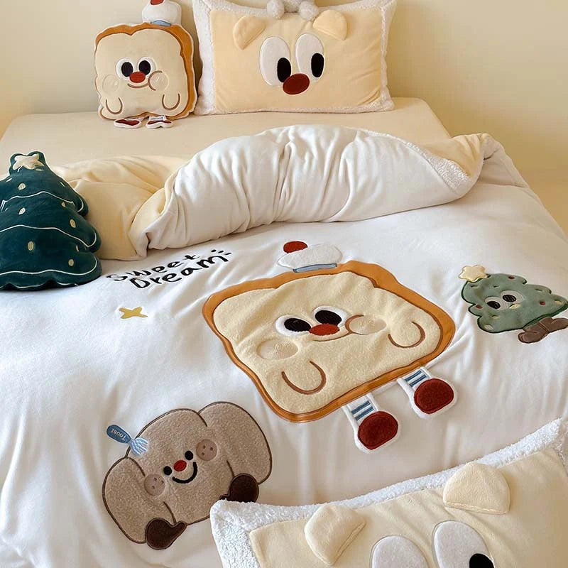 Christmas Bedding Set – 3D festive applications, teddy fleece edges