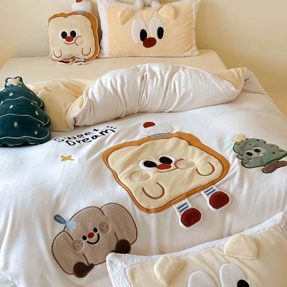 Christmas Bedding Set – 3D festive applications, teddy fleece edges