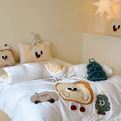 Christmas Bedding Set – 3D festive applications, teddy fleece edges