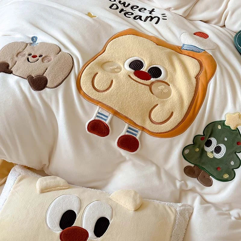 Christmas Bedding Set – 3D festive applications, teddy fleece edges