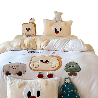 Christmas Bedding Set – 3D festive applications, teddy fleece edges