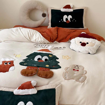 Christmas Bedding Set – 3D festive applications, teddy fleece edges