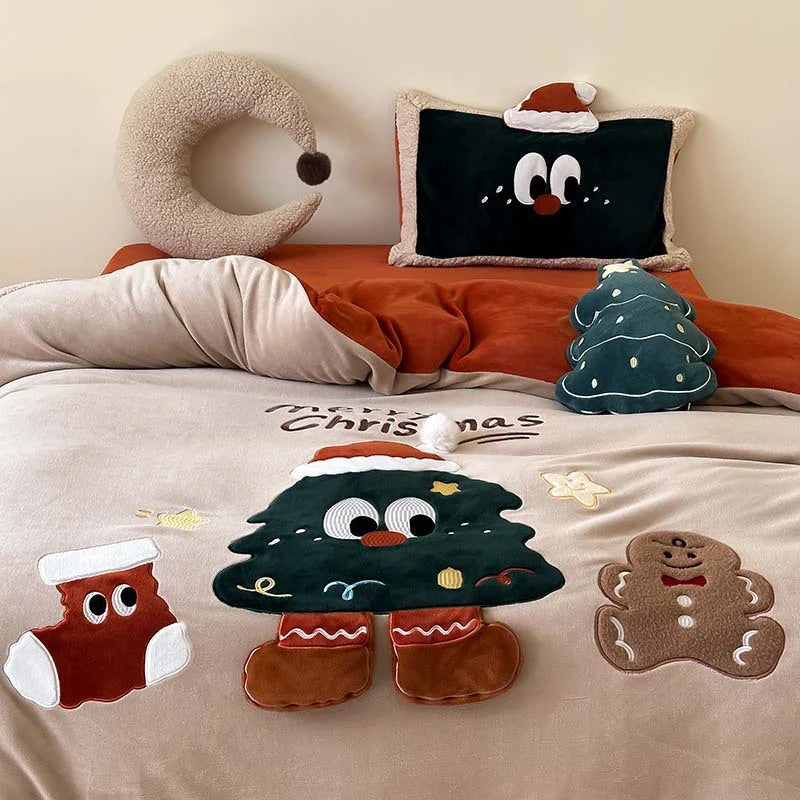 Christmas Bedding Set – 3D festive applications, teddy fleece edges