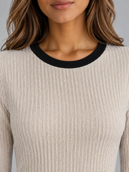 Co-Ord Set Women - Asymmetric Ribbed Knit Wide Leg