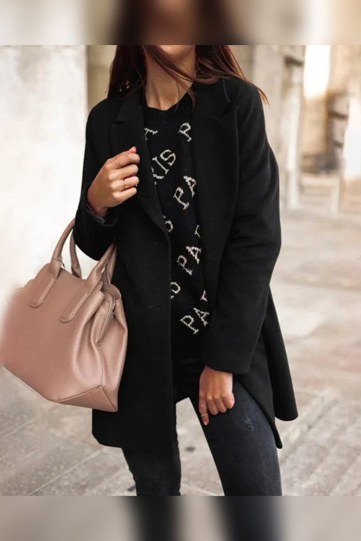 Coat Women - Double-Breasted with Notch Collar