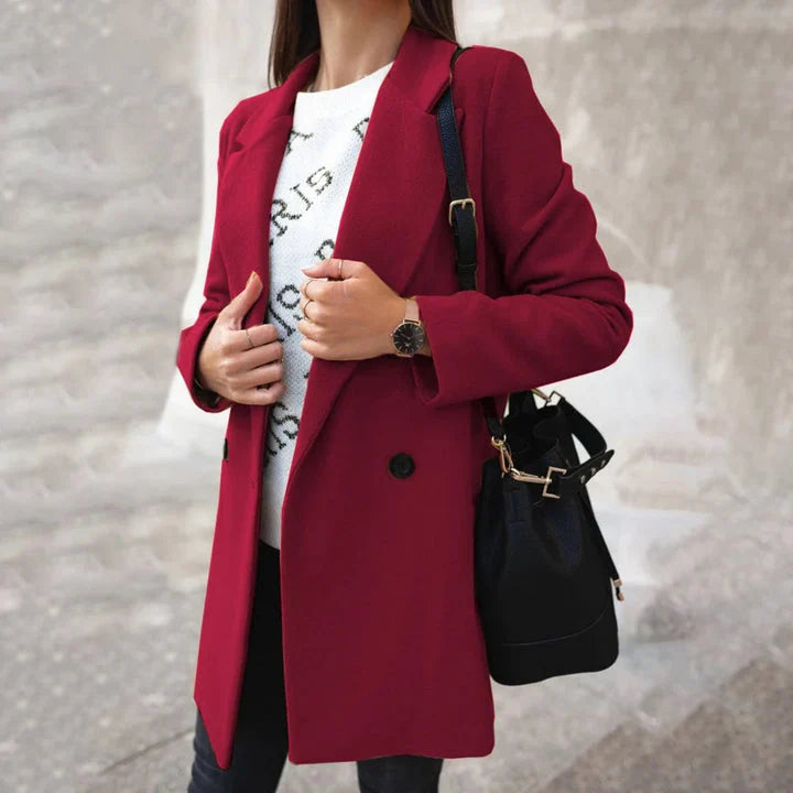 Coat Women - Double-Breasted with Notch Collar