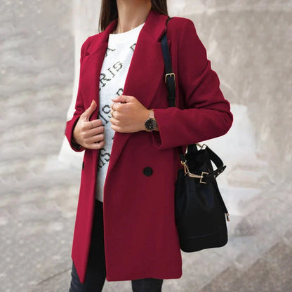 Coat Women - Double-Breasted with Notch Collar