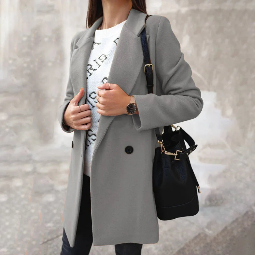 Coat Women - Double-Breasted with Notch Collar