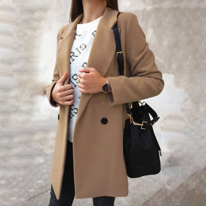 Coat Women - Double-Breasted with Notch Collar