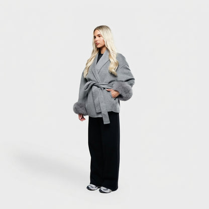 Coat Women - Faux Fur Trimmed Belted Wardrobe