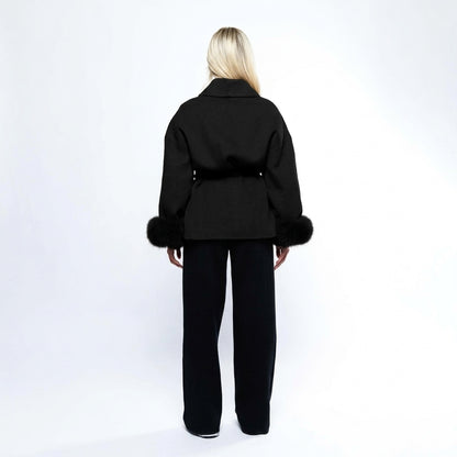 Coat Women - Faux Fur Trimmed Belted Wardrobe
