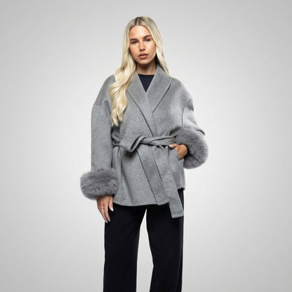 Coat Women - Faux Fur Trimmed Belted Wardrobe