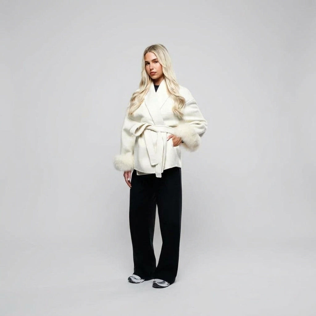 Coat Women - Faux Fur Trimmed Belted Wardrobe