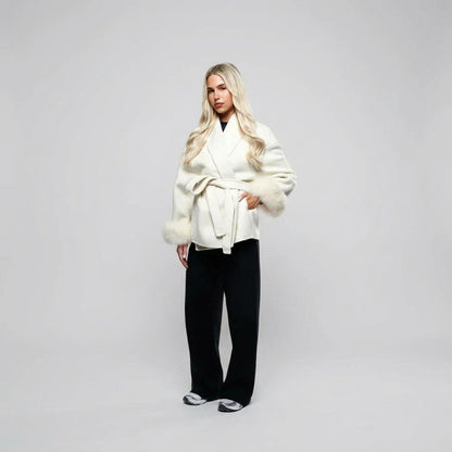 Coat Women - Faux Fur Trimmed Belted Wardrobe