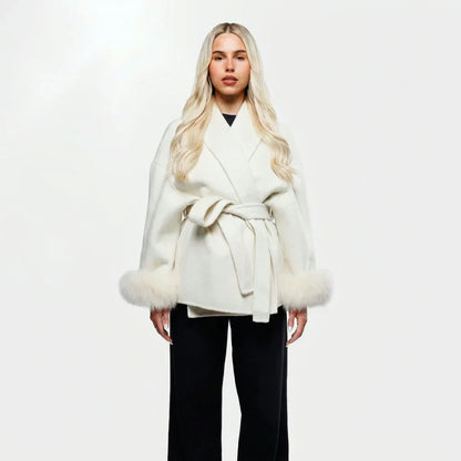 Coat Women - Faux Fur Trimmed Belted Wardrobe