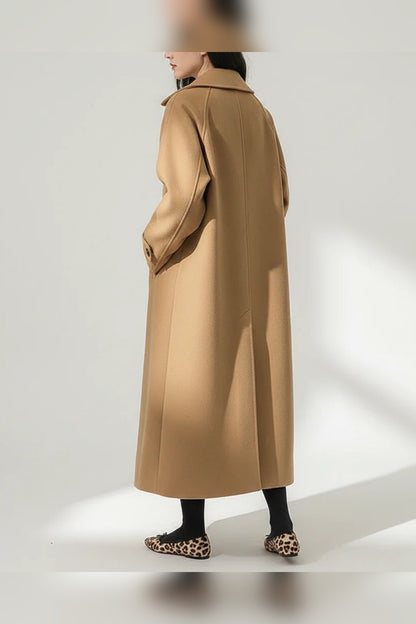 Coat Women - Fitted Long Coat with Button Front