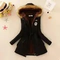Coat Women - Hooded with Fleece Lining and Faux Fur Trim