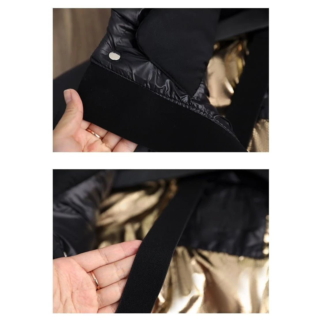 Coat Women - Long Black Puffer with Quilted Hood