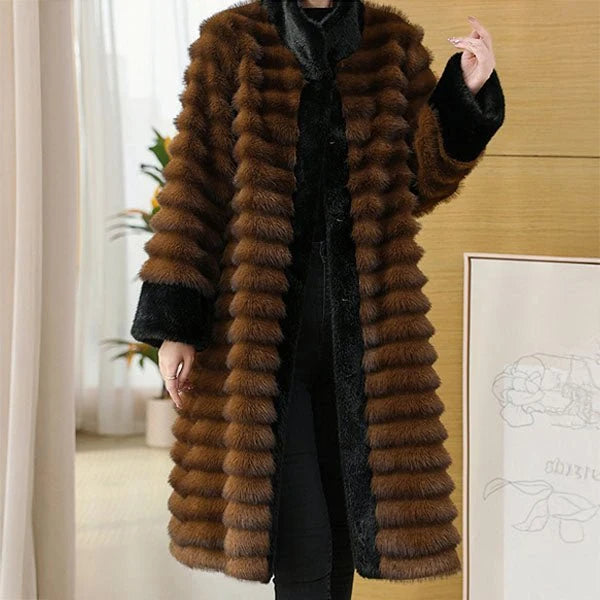 Coat Women - Long Faux Fur with Crystal-Stud Closure