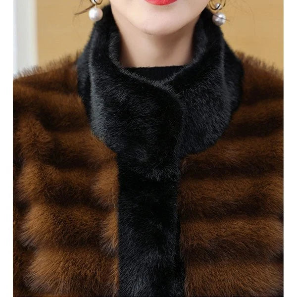 Coat Women - Long Faux Fur with Crystal-Stud Closure
