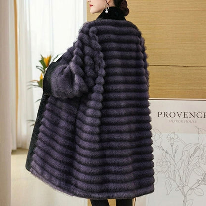 Coat Women - Long Faux Fur with Crystal-Stud Closure
