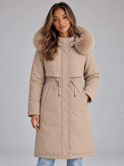 Coat Women - Long Hooded Parka Faux Fur Lined