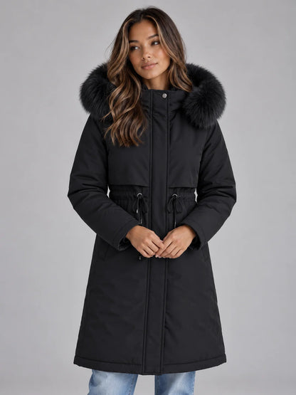 Coat Women - Long Hooded Parka Faux Fur Lined