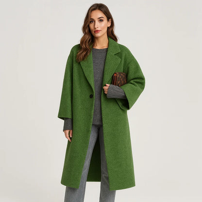 Coat Women - Mid-Length Wool Blend with Practical Pockets