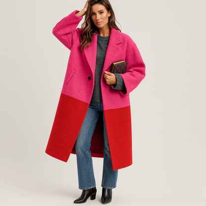 Coat Women - Mid-Length Wool Blend with Practical Pockets