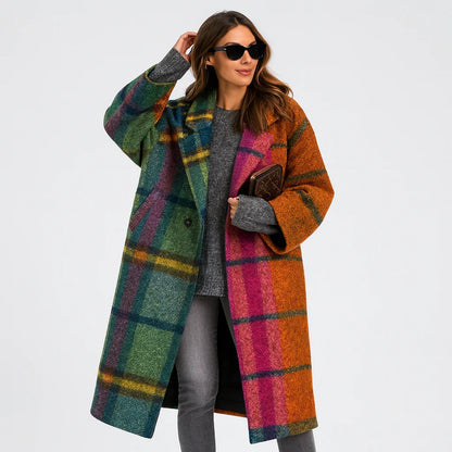 Coat Women - Mid-Length Wool Blend with Practical Pockets