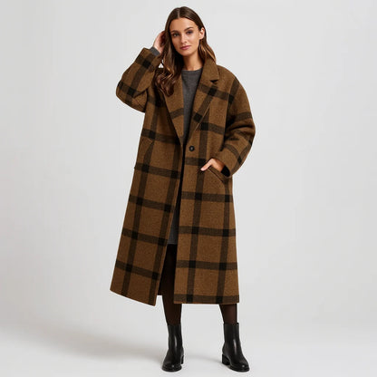 Coat Women - Mid-Length Wool Blend with Practical Pockets