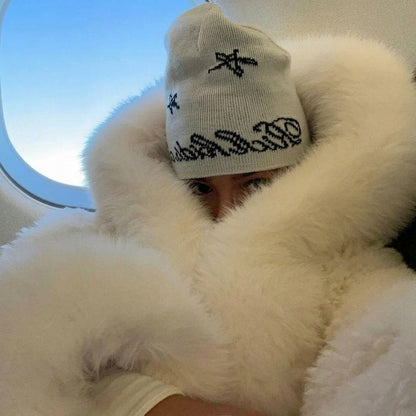 Coat Women - Oversized Faux Fur with Attached Hood