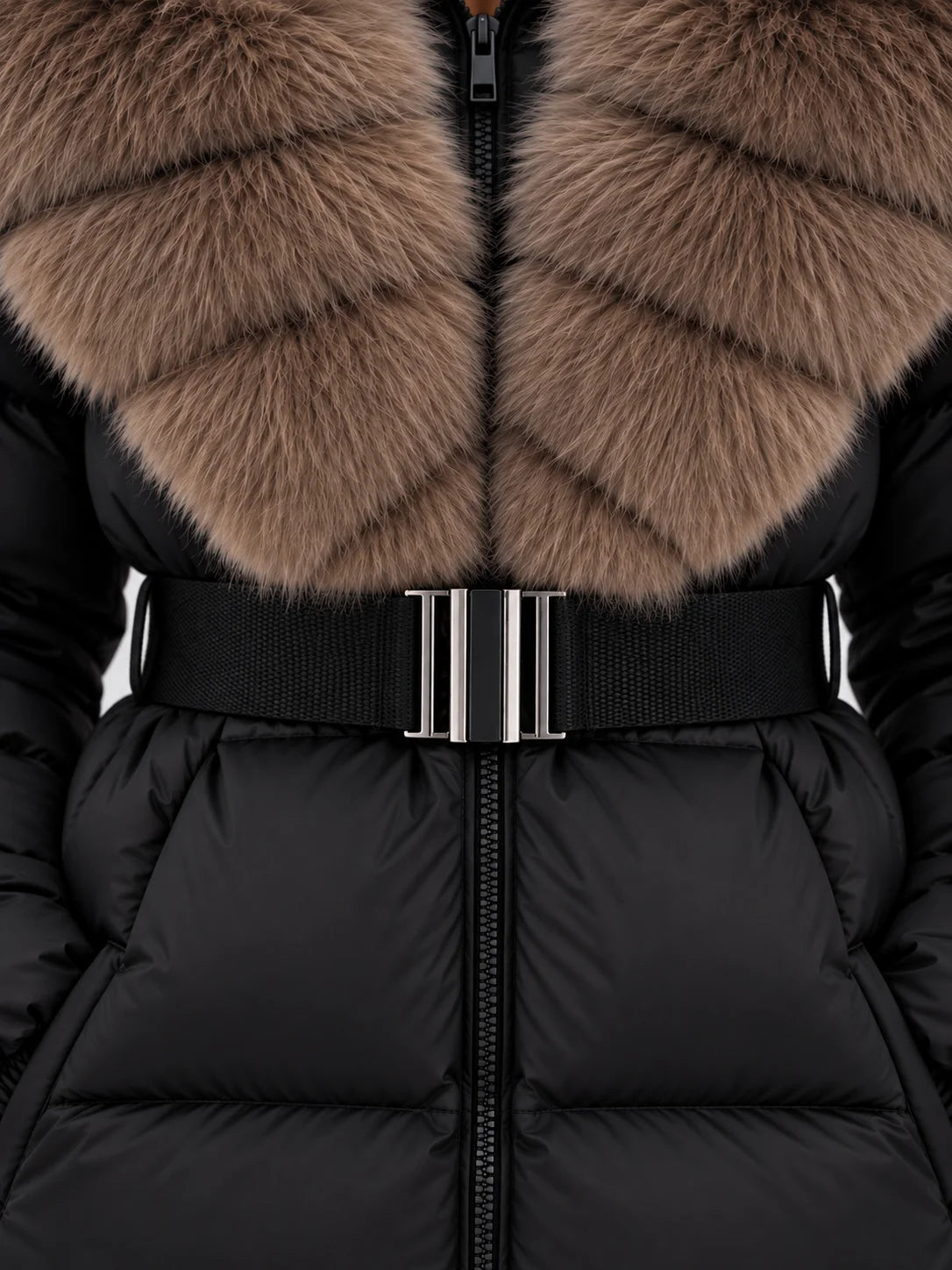 Coat Women - Puffer Jacket with Faux Fur Collar