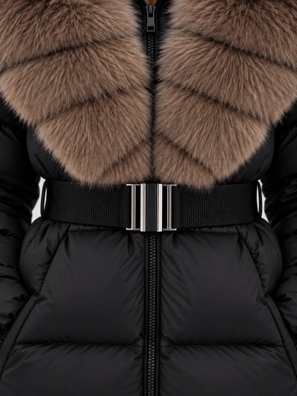 Coat Women - Puffer Jacket with Faux Fur Collar