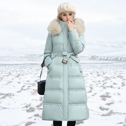 Coat Women - Quilted Faux Fur with Fur-Trimmed Hood