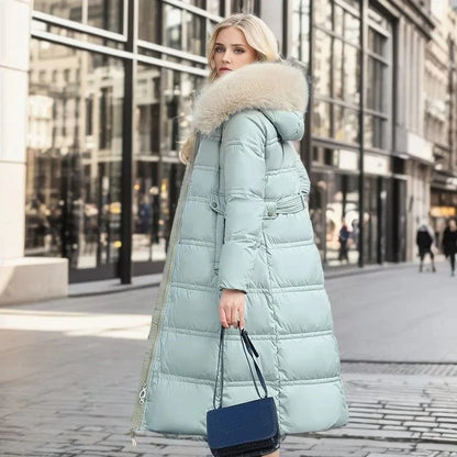Coat Women - Quilted Faux Fur with Fur-Trimmed Hood
