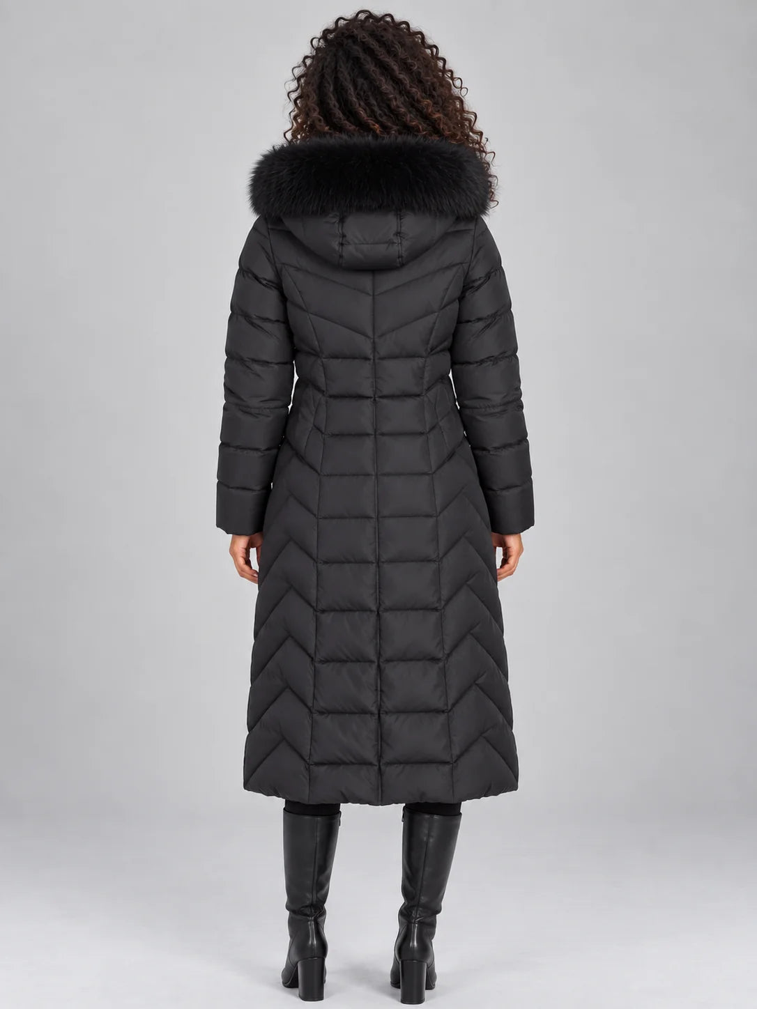Coat Women - Quilted Puffer with Faux Fur Hood