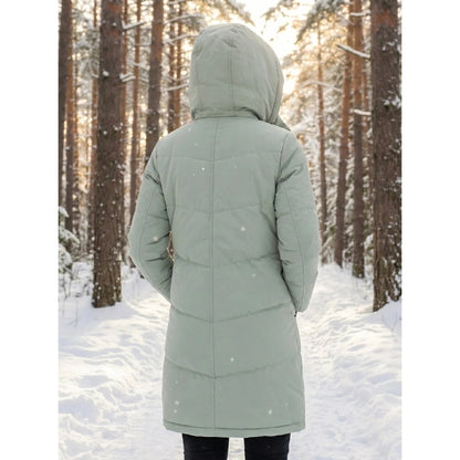 Coat Women - Quilted Puffer with Sherpa-Lined Hood