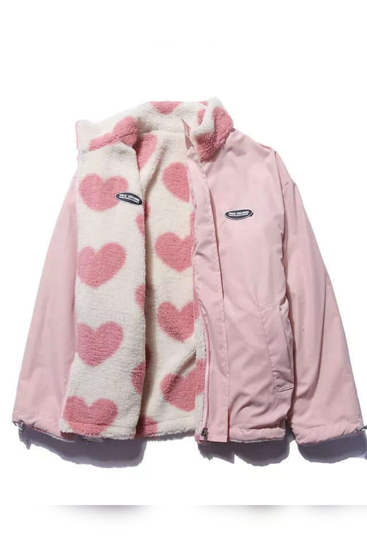 Coat Women - Reversible Heart-Print Plush Fleece