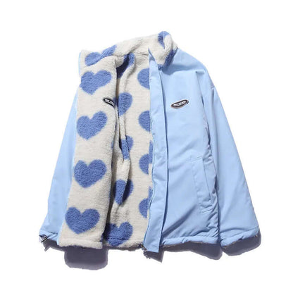 Coat Women - Reversible Heart-Print Plush Fleece