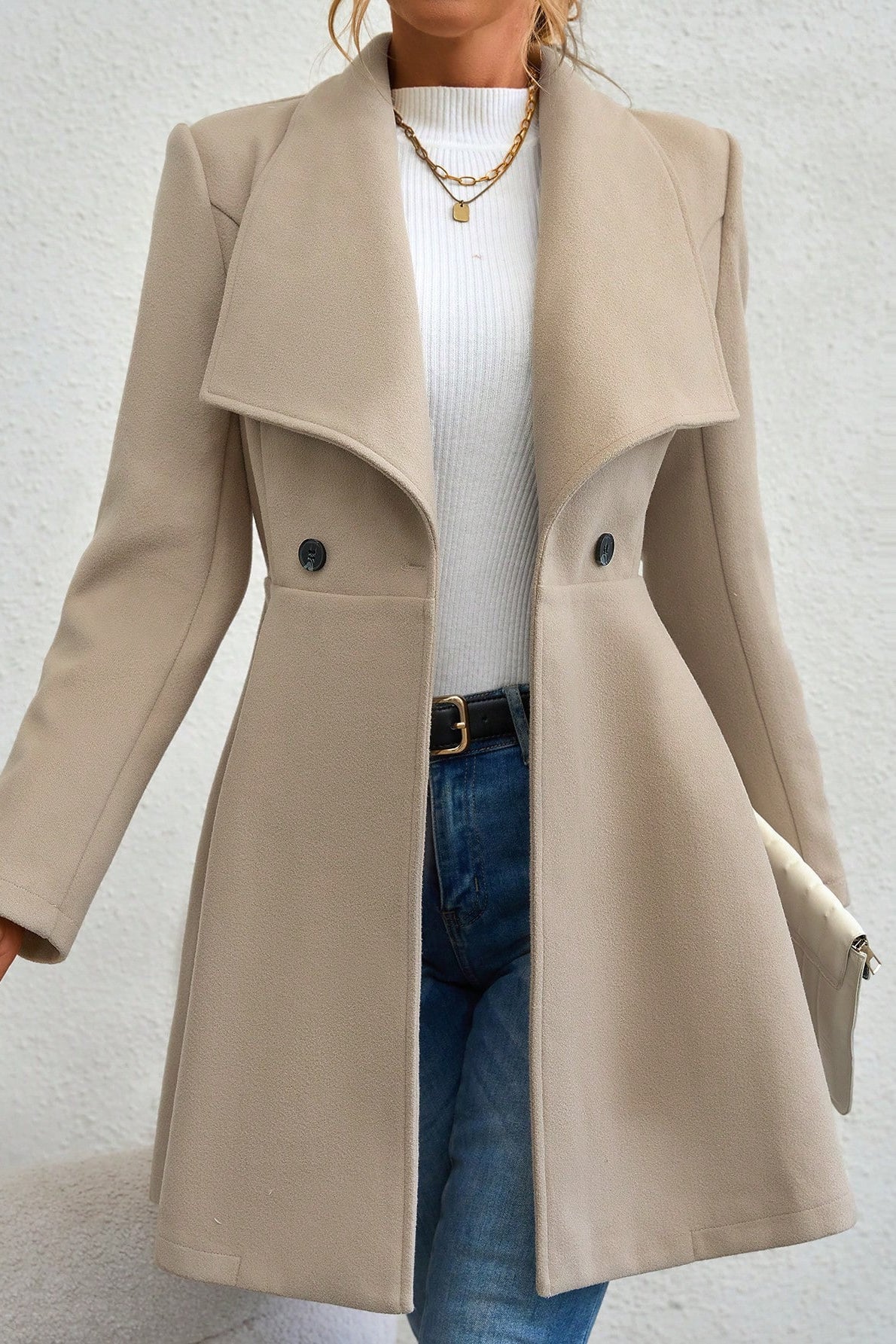 Coat Women - Waterfall Lapel Coat with Open Front