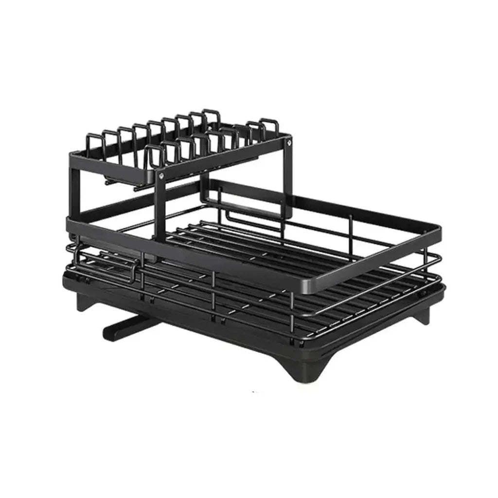 Collapsible Dish Rack – stainless steel, non-slip feet, removable holder