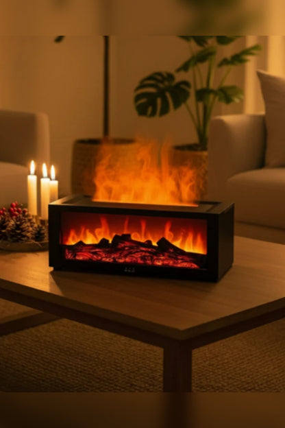 Compact Electric Fireplace – black or white, LED flame effect